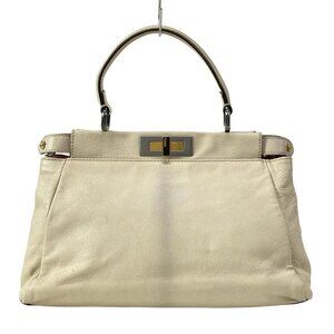 FENDI Peekaboo 8BN211 Cream Alabama Kid Calf Leather - Handbag